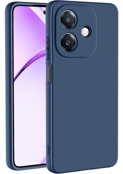 Oppo A3 Uyumlu Silikon Kılıf - Kamera Korumalı Esnek Pastel Renk Kapak - Lacivert