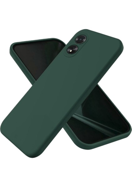 Oppo A18 Uyumlu Silikon Kılıf - Kamera Korumalı Esnek Pastel Renk Kapak - Yeşil