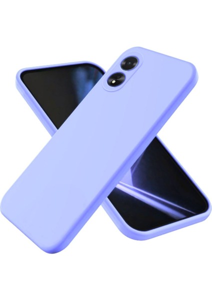 Oppo A18 Uyumlu Silikon Kılıf - Kamera Korumalı Esnek Pastel Renk Kapak - Lila