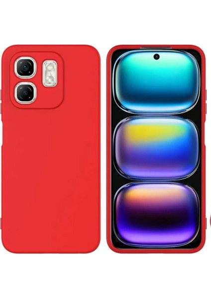 Infinix Smart 9 Uyumlu Silikon Kılıf - Kamera Korumalı Esnek Pastel Renk Kapak - Kırmızı