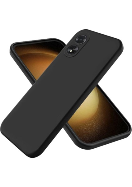 Oppo A18 Uyumlu Silikon Kılıf - Kamera Korumalı Esnek Pastel Renk Kapak - Siyah