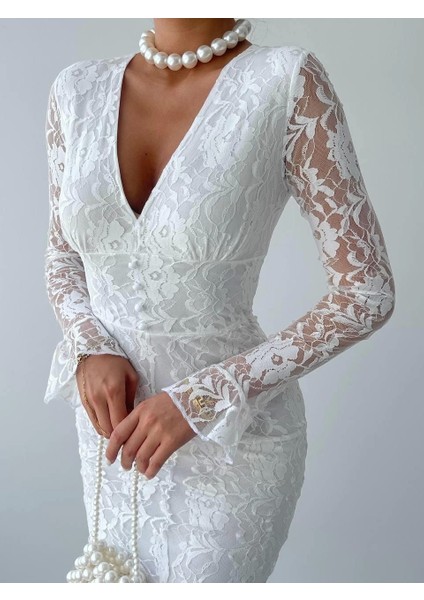 Lively Dantelli Midi Elbise