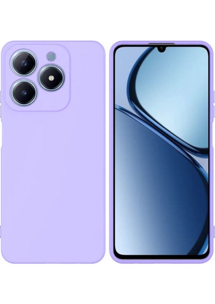 Realme C61 Uyumlu Silikon Kılıf - Kamera Korumalı Esnek Pastel Renk Kapak - Lila