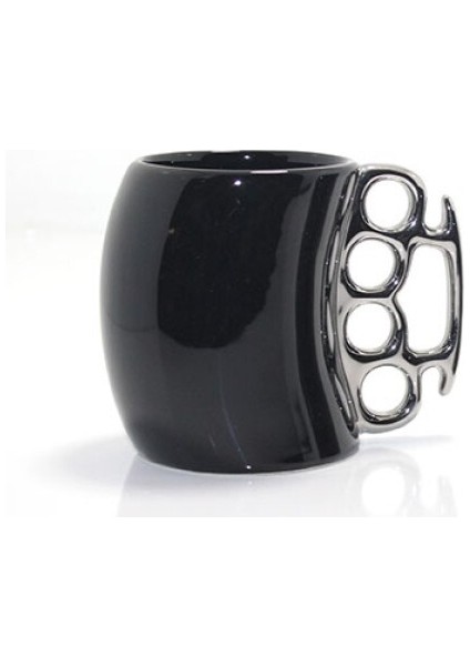 Porselen Muşta Tasarımlı Kupa Bardak Siyah