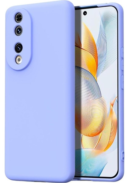 Honor 90 Uyumlu Silikon Kılıf - Kamera Korumalı Esnek Pastel Renk Kapak - Lila