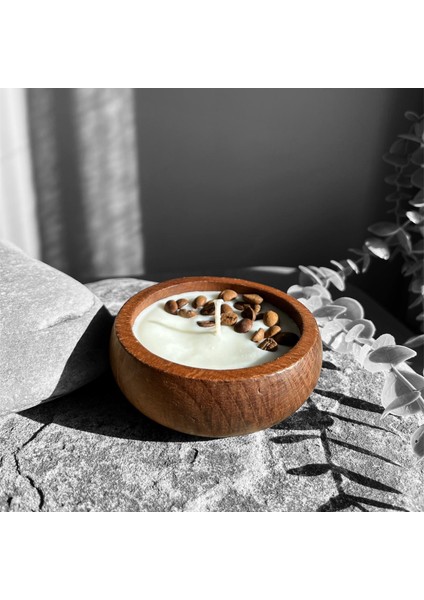 Ahşap Kapta Doğal Soya Wax Kahve Kokulu Mum fiyatları