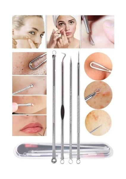 4 Lü Kutulu Paslanmaz Komedon Akne - Siyah Nokta Temizleyici Set fırsatları