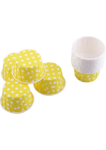 Cup Cake | Sufle Kapsülü | Muffin Kapsülü Sarı Puantiyeli 25 Adet (50X39mm)