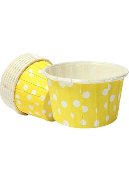 Cup Cake | Sufle Kapsülü | Muffin Kapsülü Sarı Puantiyeli 25 Adet (50X39mm) fiyatları
