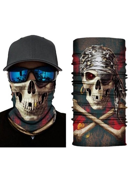 Siyah Korsan Kafatası Baskılı Buff Bandana 30x48 cm