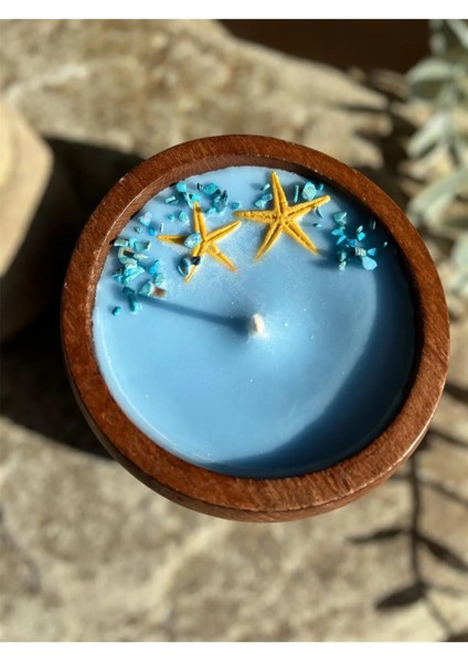 Ahşap Kapta Doğal Hamam Beyaz Sabun Kokulu Soya Wax Mum