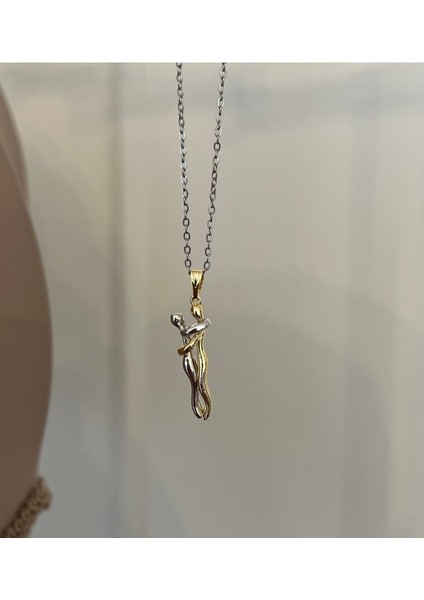Silver Birbirine Sarılan Sevgili Kolyesi