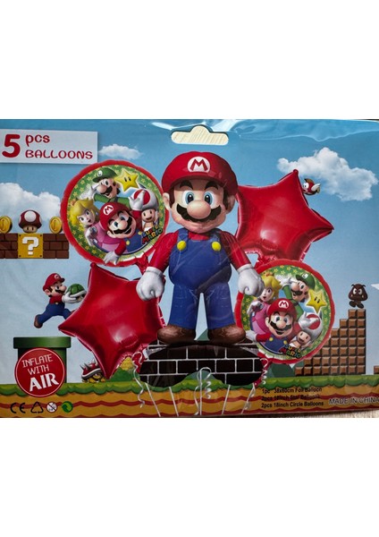 Super Mario 5li Folyo Balon Seti