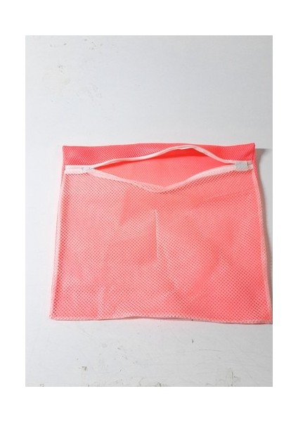 Pembe Fermuarlı - Hassas Çamaşır Terlik Ayakkabı Yıkama Filesi Büyük Boy