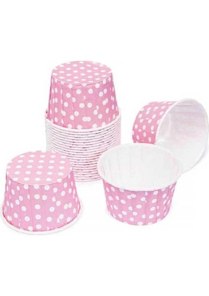 Cup Cake | Sufle Kapsülü | Muffin Kapsülü Pembe Puantiyeli 25 Adet (50X39mm) modelleri