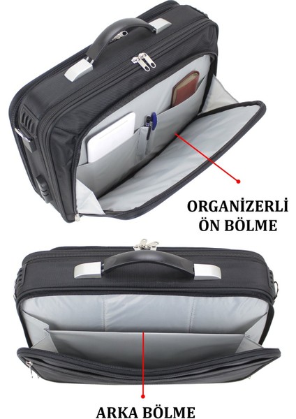Unisex 17.3" Siyah Çelik Kasalı Laptop Evrak Notebook Bilgisayar Çantası