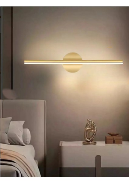 Modern Kablosuz Tak Çalıştır Ledli Pilli Aplik Banyo Tablo Ayna Aydınlatma Eskitme Gold Pil Dahildir