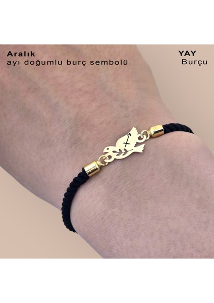 Muazzam Kuş Figürlü Siyah Örgülü ve 14 Ayar Altın Plakalı Doğum Ayına Özel Bileklik fiyatları