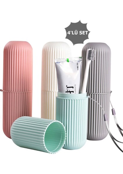 4'lü Set Seyahat Saklama Kabı - Diş Fırçalık - Organizer Banyo Kutusu - Makyaj Kutusu - Gözlük Kutusu - Travel Organizer - Seyahat Kutusu