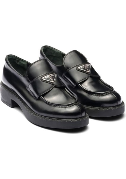 Prd Women's Brushed Leather Loafers - Kadın Klasik Günlük Loafer Casual Ayakkabı Prada - Deri casual loafer
