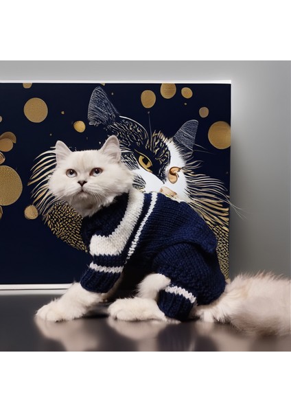 Kedi Köpek Için Lacivert Denizci Kazak Pantolon Takım