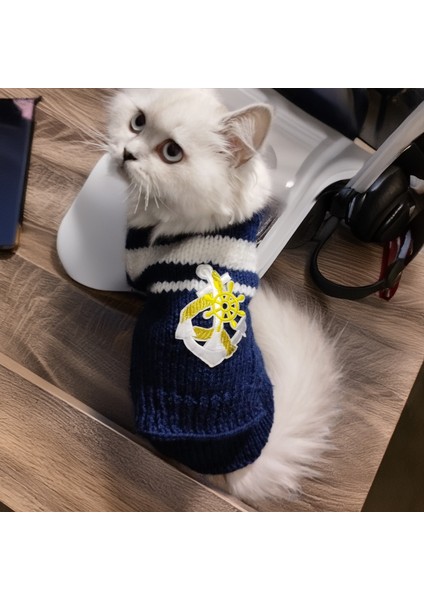Kedi Köpek Için Lacivert Denizci Kazak Pantolon Takım