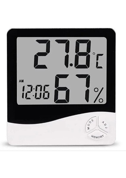 Dijital Oda Termometresi Sıcaklık ve Nem Ölçer Masa Saati Alarm