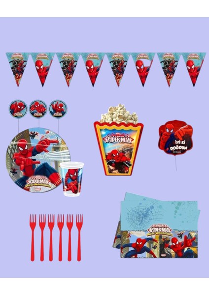 Spider-Man Örümcek Adam 8 Kişilik Set Doğum Günü Parti Malzemeleri