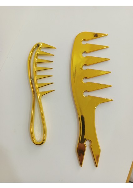Wax Tarağı 2'li Gold Set Saç Şekillendirici Tarak Berber Salon Tarakları