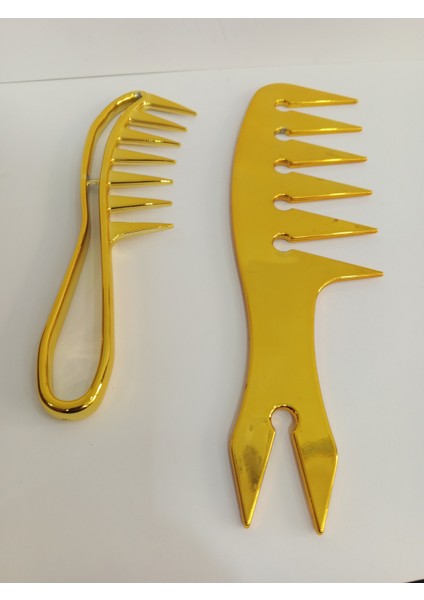 Wax Tarağı 2'li Gold Set Saç Şekillendirici Tarak Berber Salon Tarakları