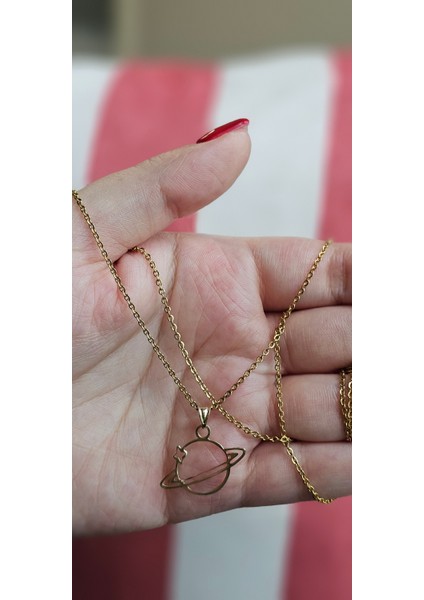 Tabitela 8 Ayar Altın Kolye Ucu Satürn GM388 1 gr