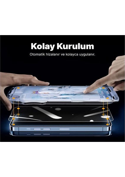 Apple iPhone 15 Plus Uyumlu Kolay Takma Aparatlı Hayalet Cam Ekran Koruyucu