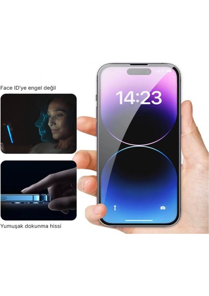 Apple iPhone 15 Plus Uyumlu Kolay Takma Aparatlı Hayalet Cam Ekran Koruyucu