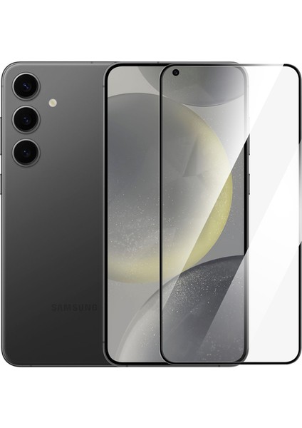 Samsung Galaxy S25 Plus Uyumlu Ekran Koruyucu Full Kaplayan Siyah Çerçeveli Leke Tutmaz Cam