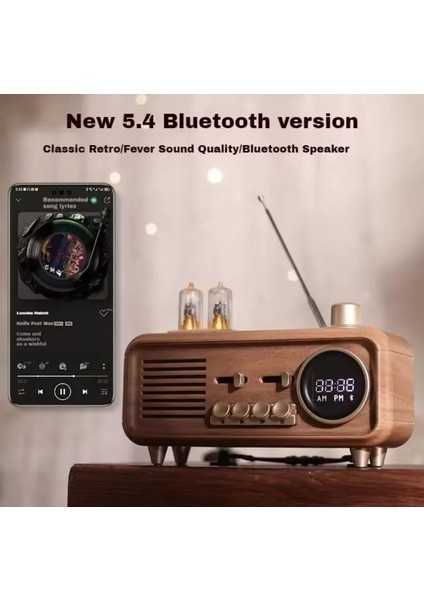 Retro Radyo Hoparlör Ceviz Ahşap Vintage Döner Fm Radyo LED Işık Müzik Çalar Zarif modelleri