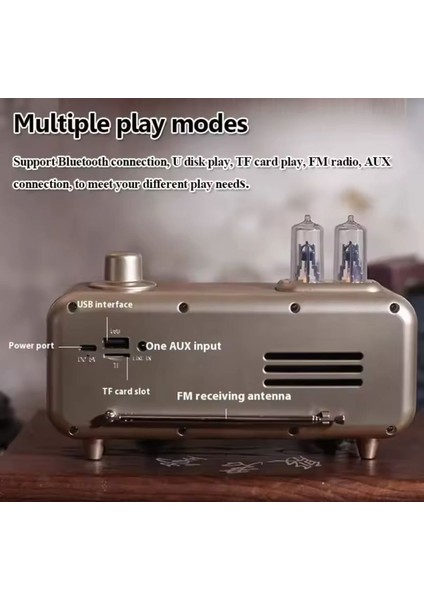 Retro Radyo Hoparlör Ceviz Ahşap Vintage Döner Fm Radyo LED Işık Müzik Çalar Zarif fırsatları
