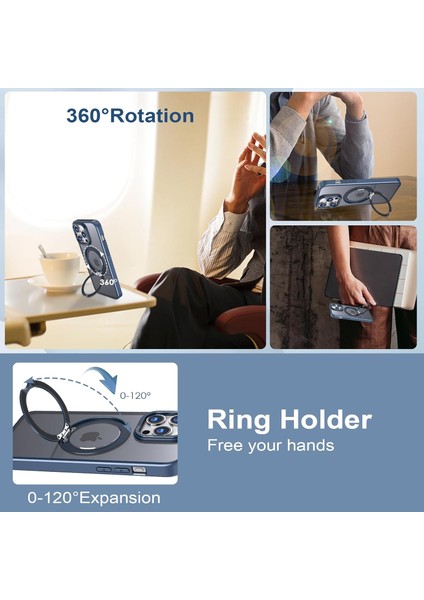 Iphone 15 Pro Uyumlu Kılıf Kamera Korumalı Magsafe Destekli 360 Dönebilir Standlı Mat Kapak fırsatları