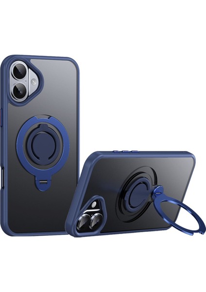 Iphone 16 Plus Uyumlu Kılıf Kamera Korumalı Magsafe Destekli 360 Dönebilir Standlı Mat Kapak