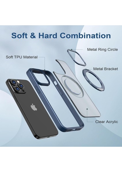 Iphone 14 Pro Max Uyumlu Kılıf Kamera Korumalı Magsafe Destekli 360 Dönebilir Standlı Mat Kapak