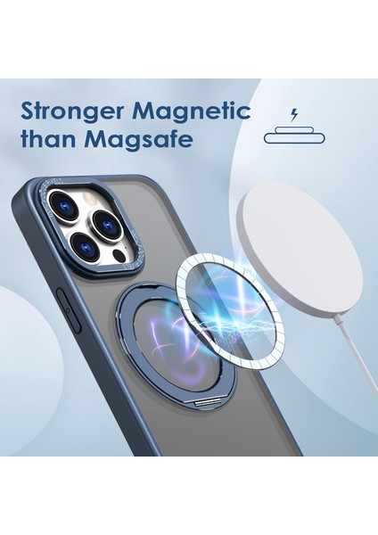 Iphone 14 Pro Max Uyumlu Kılıf Kamera Korumalı Magsafe Destekli 360 Dönebilir Standlı Mat Kapak