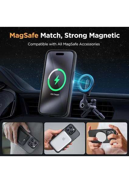 Iphone 15 Pro Max Uyumlu Kılıf Kamera Korumalı Magsafe Destekli 360 Dönebilir Standlı Mat Kapak