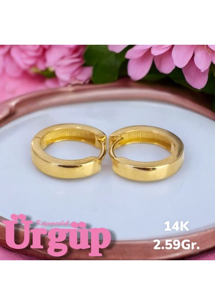 14 Ayar 2.59 Gram Altın Kalın Halka Küpe