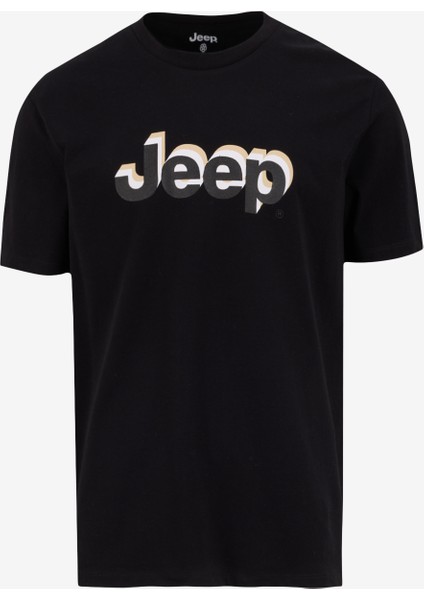 Bisiklet Yaka Baskılı Siyah Erkek T-Shirt J5SM-TST7308