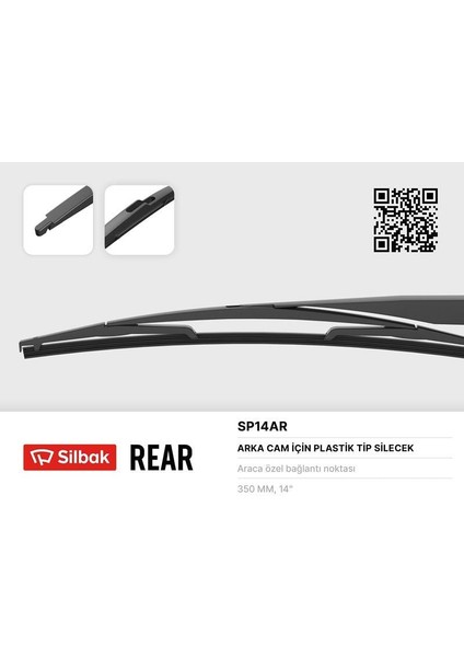 Silecek Süpürgesi Arka Plastık Tıp 350MM Berlıngo-C3-C8-Jumpy-Saxo-Xantıa-Logan Mcv-Scudo-Stılo-Alme