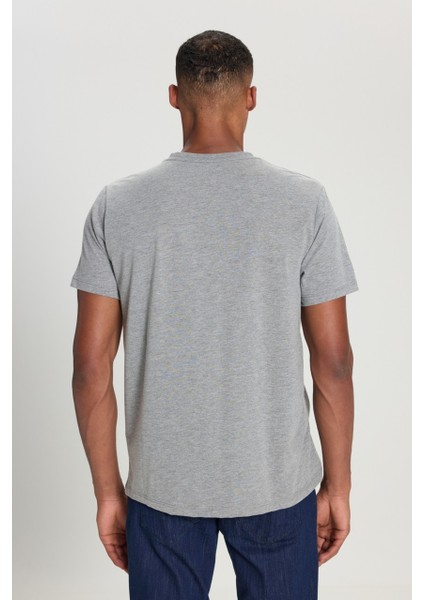 Drop Giyim V Yaka Kısa Kollu Penye T-Shirt Gri modelleri