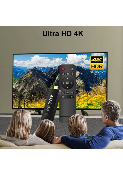 Mini Akıllı Tv Stick Android 10 Dört Çekirdek Desteği 4K Hd Play Store 2.4g Wifi Tv Stick Android H.265 Medya Oynatıcı Seti (Yurt Dışından)