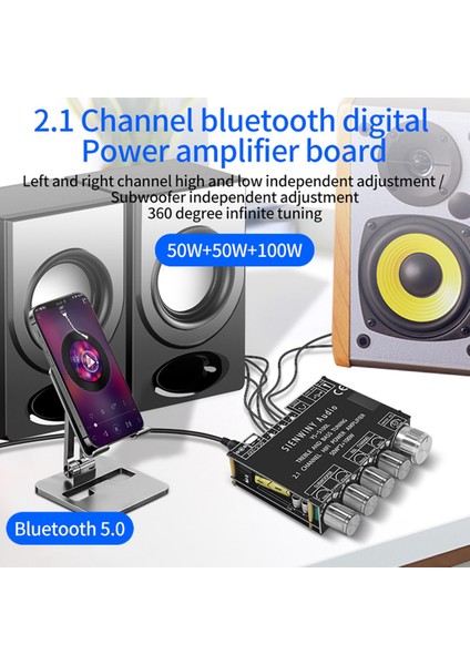 YS-S100L 2.1 Kanal Bluetooth Ses Amplifikatörü Kart Modülü 50X2+100W (Yurt Dışından)