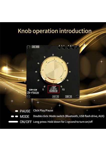 ZK-F502H 5.1bluetooth Güç Amplifikatörü Kartı 50W 2.0kanal Amplifikatör Kartı Ses Kutusu Için Kısa Devre Koruması ile (Yurt Dışından)