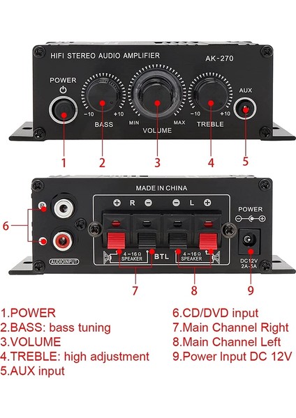 Güç Amplifikatörü Ses Karaoke Ev Sineması Amplifikatörü 2 Kanal D Sınıfı Amplifikatör Usb/sd Aux Girişi (Yurt Dışından) modelleri
