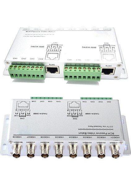 8-Ch Utp 720P/1080P Hd Pasif Video Balun Alıcı-Verici, Bnc'den Cat5/5e/6 RJ45(T568B)UTP Kablo Dönüştürücü Video Vericiye (Yurt Dışından) modelleri